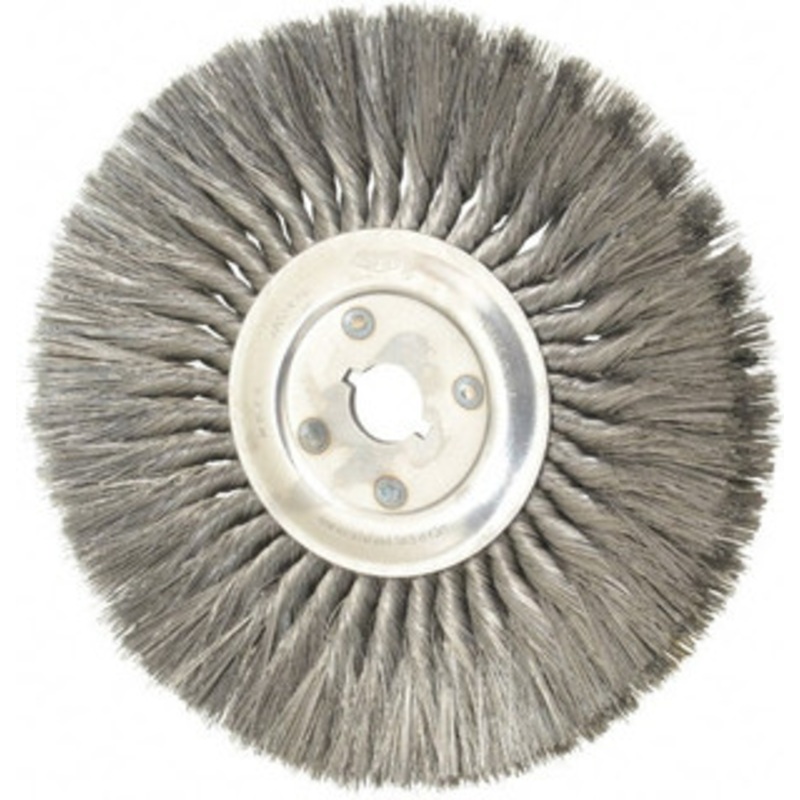 Osborn 12 OD, 1-1/4 Arbor Hole, Knotted Steel Wheel Brush 5/8 Face Width, 3-1/4 Trim Length, 0.014 Filament Diam, 4,500 RPM 0002675400 – 06083109