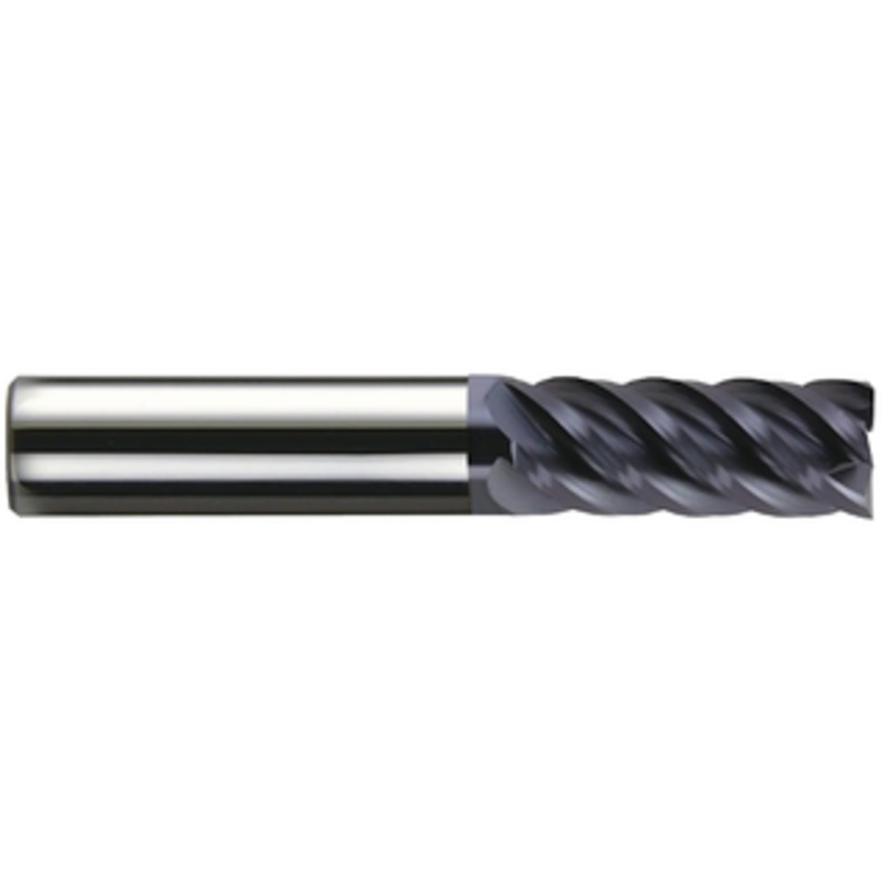 Rushmore USA 5 Flute Solid Carbide Variable Flute nACo Coated Single End Mill, 3/8 Size & Shank Diameter, 1 Length of Cut, 2-1/2 Overall Length, .020 Corner Radius