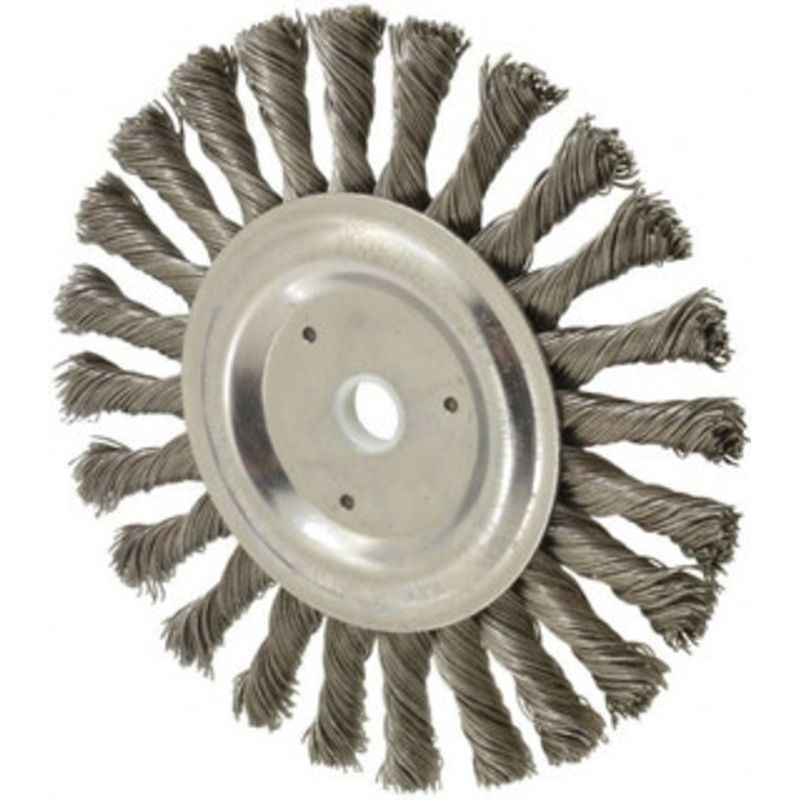 Weiler Abrasives 6 OD, 5/8 Arbor Hole, Knotted Steel Wheel Brush 3/8 Face Width, 1-3/8 Trim Length, 0.023 Filament Diam, 9,000 RPM 08565 – 75845511