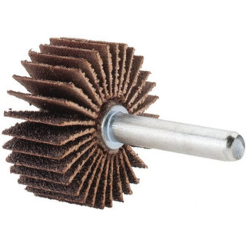 Merit Abrasives 1-3/8 Diam x 5/8 Face Width, Medium Aluminum Oxide Coated Mounted Flap Wheel 1/4 Shank Mount, 60 Grit, Cloth Backing, 30,000 Max RPM 08834137320 – 72373129