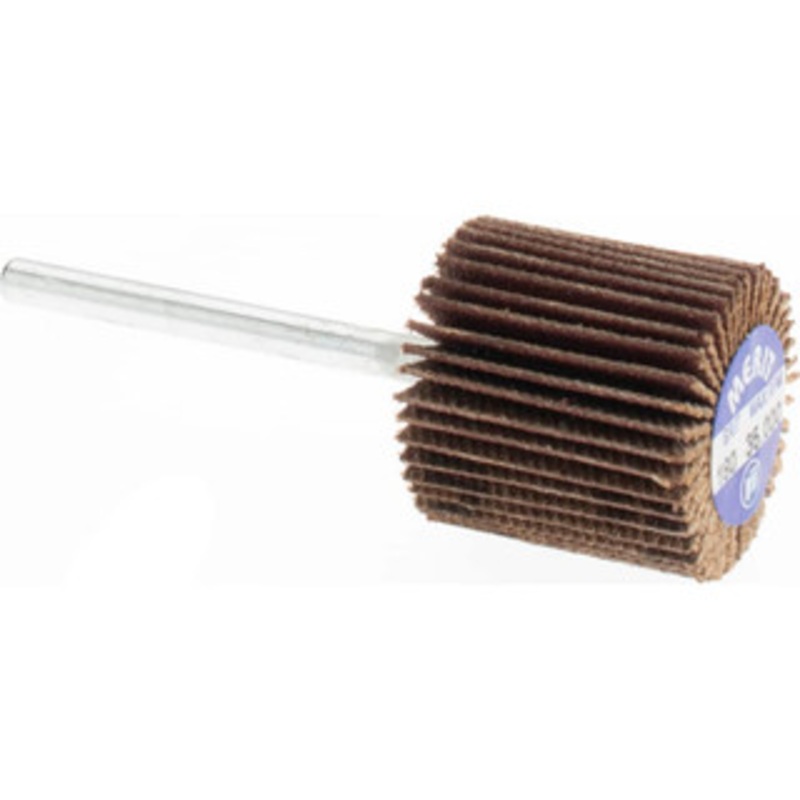 Merit Abrasives 3/4 Diam x 3/4 Face Width, Very Fine Aluminum Oxide Coated Mounted Flap Wheel 1/8 Shank Mount, 180 Grit, Cloth Backing, 35,000 Max RPM 08834137593 – 09608563