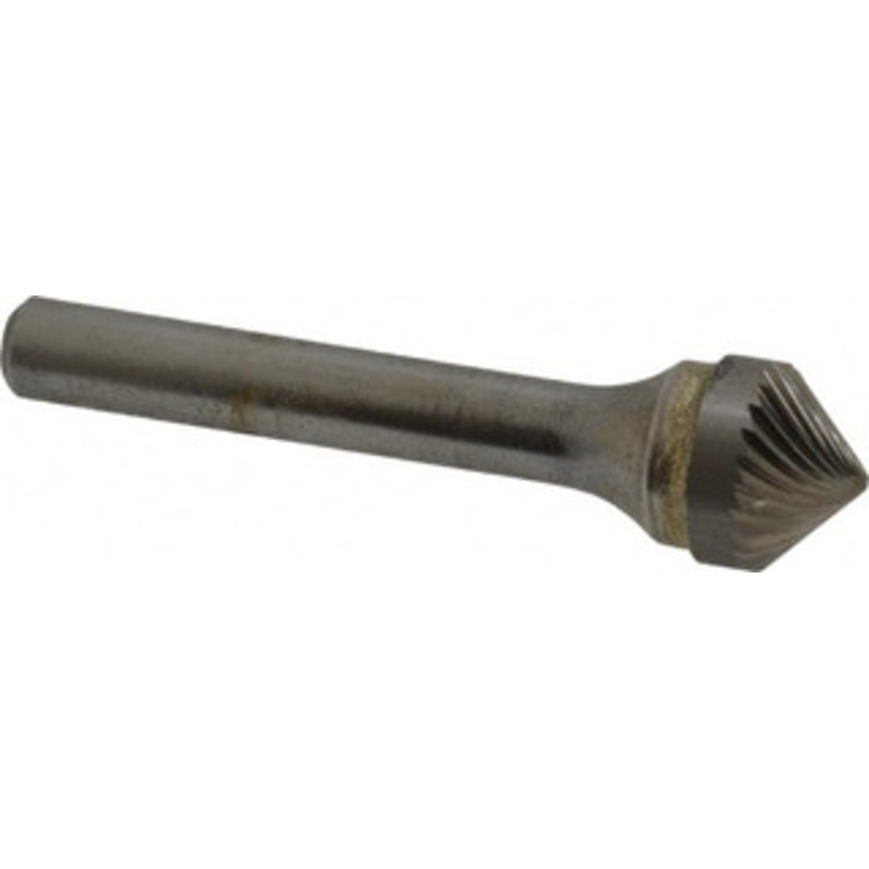SGSPRO 1/2 Cut Diam, 1/4 Shank Diam, 90 Carbide Single Cut Cone Burr Point End, 2 OAL, 1/4 LOC 14975 – 05290952