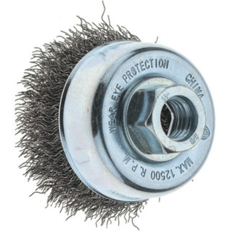 Tru-Maxx 3 Diam 5/8-11 Threaded Arbor Steel Fill Cup Brush Crimped Wire, 0.014 Wire Diam, 1 Trim, 14,000 Max RPM 88551 – 32246720