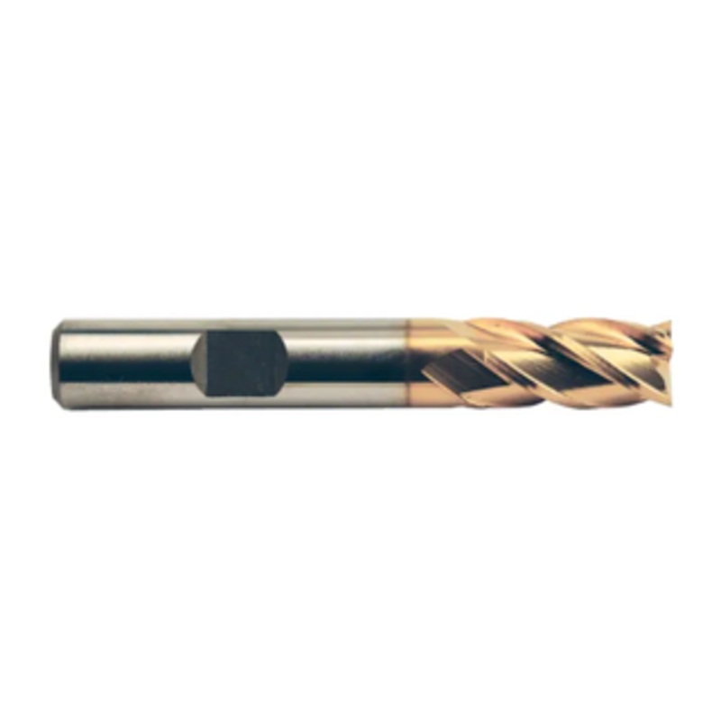 Weldon Tool M42 8% Cobalt TiN Coated 4 Flute Single End Mill, 15/32 Size, 3/8 Shank Diameter, 1 Length of Cut, 2-11/6 Overall Length