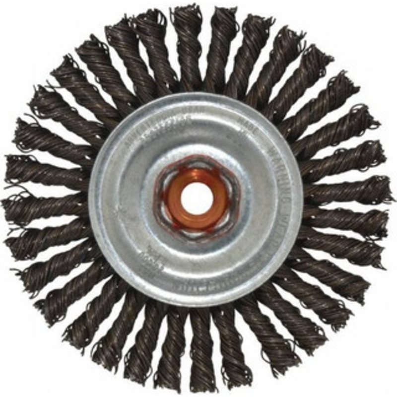 Anderson Products 4 OD, M10x1.50 Arbor Hole, Knotted Steel Wheel Brush 1/4 Face Width, 7/8 Trim Length, 0.02 Filament Diam, 20,000 RPM 11120 – 00354449