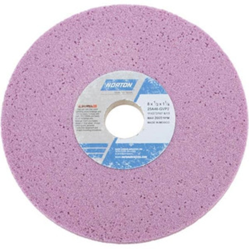 Norton 8 Diam x 1-1/4 Hole x 1/2 Thick, G Hardness, 46 Grit Surface Grinding Wheel Aluminum Oxide, Type 1, Coarse Grade, 3,600 Max RPM, Vitrified Bond, No Recess 66253019353 – 82034844