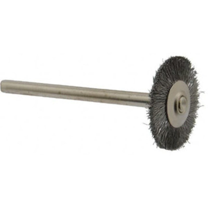 Weiler Abrasives 3/4 OD, 1/8 Shank Diam, Crimped Steel Wheel Brush 3/16 Trim Length, 0.003 Filament Diam, 37,000 RPM 26000 – 75852111