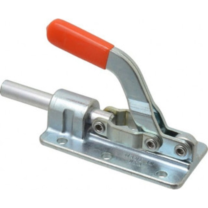 Knu-Vise 800 Lb Load Capacity, Flanged Base, Carbon Steel, Standard Straight Line Action Clamp 6 Mounting Holes, 0.28 Mounting Hole Diam, 1/2 Plunger Diam, Straight Handle PHL-800 – 05761135
