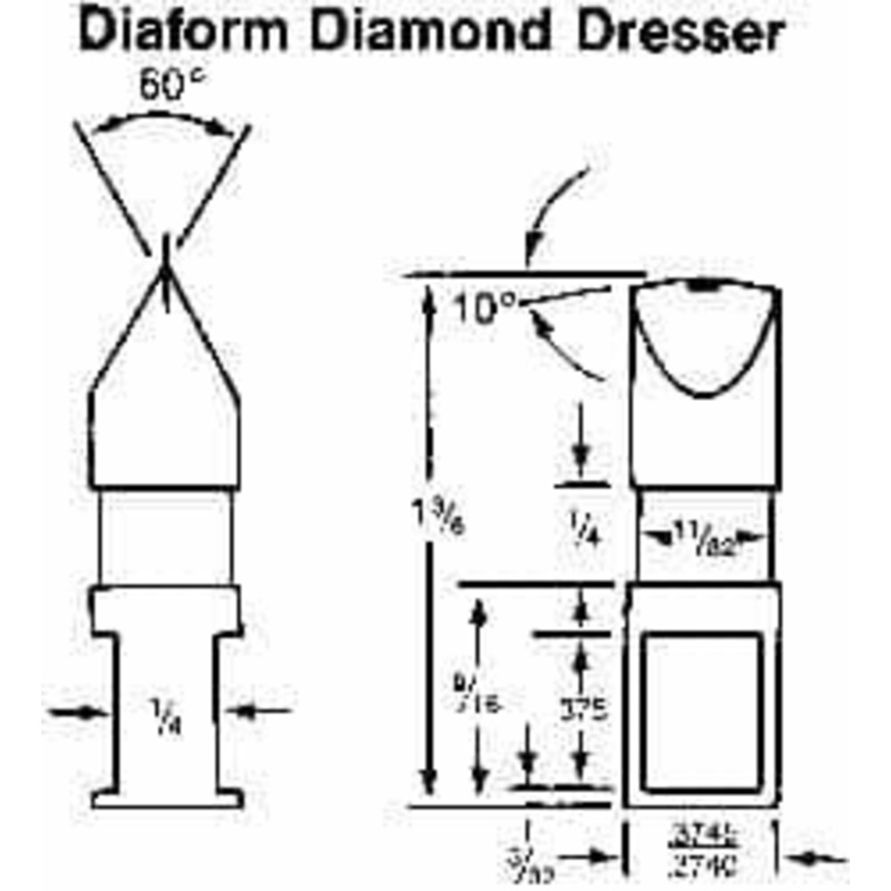 Made in USA Single Point Diaform Diamond Dresser 1/4 Shank Diam, 1-3/4 Shank Length 66260102867 – 03546074