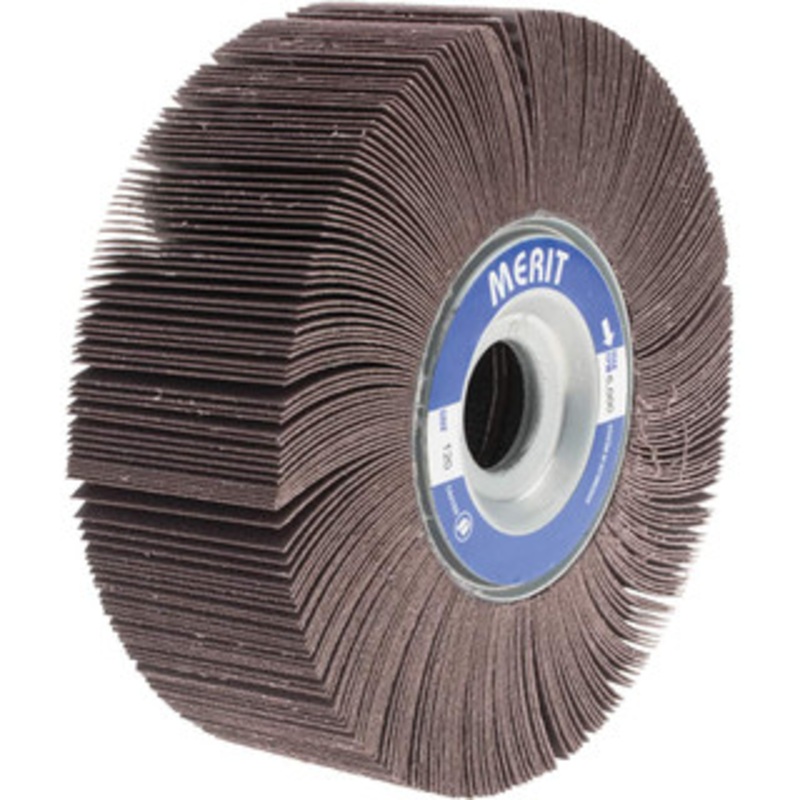 Merit Abrasives 6 x 2 120 Grit Aluminum Oxide Unmounted Flap Wheel Coated, Fine Grade, 1 Center Hole, 6,000 Max RPM 08834123036 – 72369416