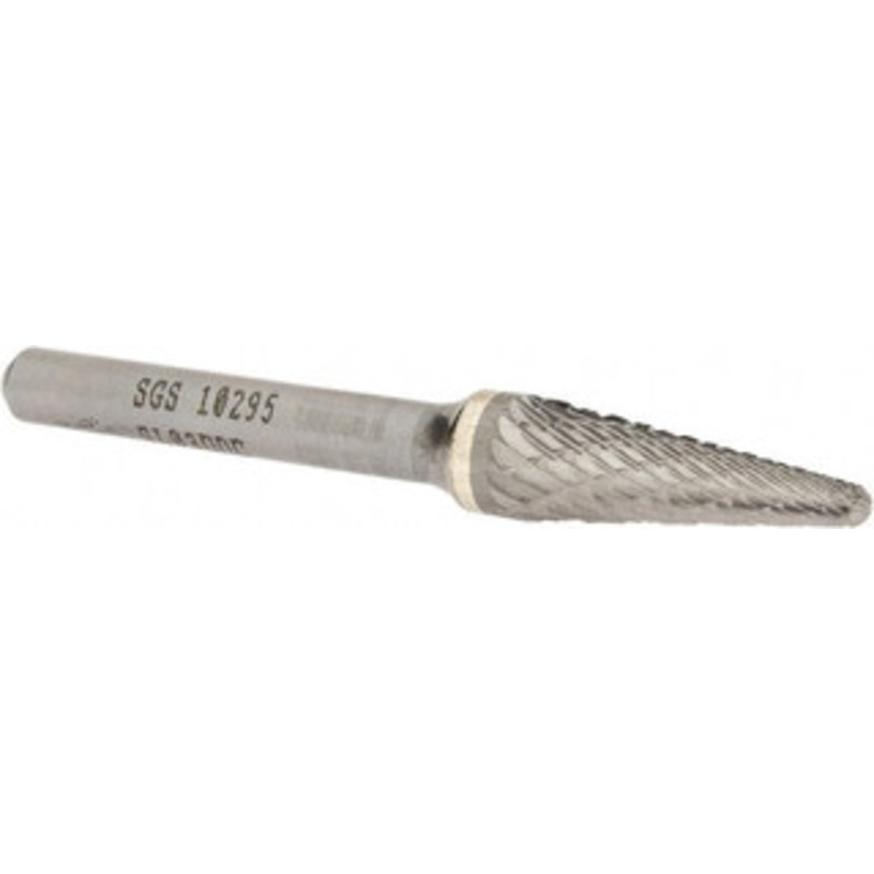 SGSPRO 3/8 Cut Diam, 1/4 Shank Diam, 14 Carbide Double Cut Taper Burr Radius End, 2-15/16 OAL, 1-1/16 LOC 10295 – 66741711