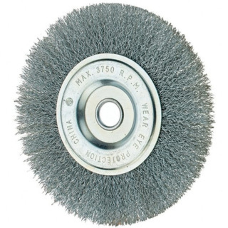 Tru-Maxx 6 OD, 1/2 Arbor Hole, Crimped Steel Wheel Brush 5/8 Face Width, 1-1/4 Trim Length, 0.014 Filament Diam, 3,750 RPM 88502 – 32246548