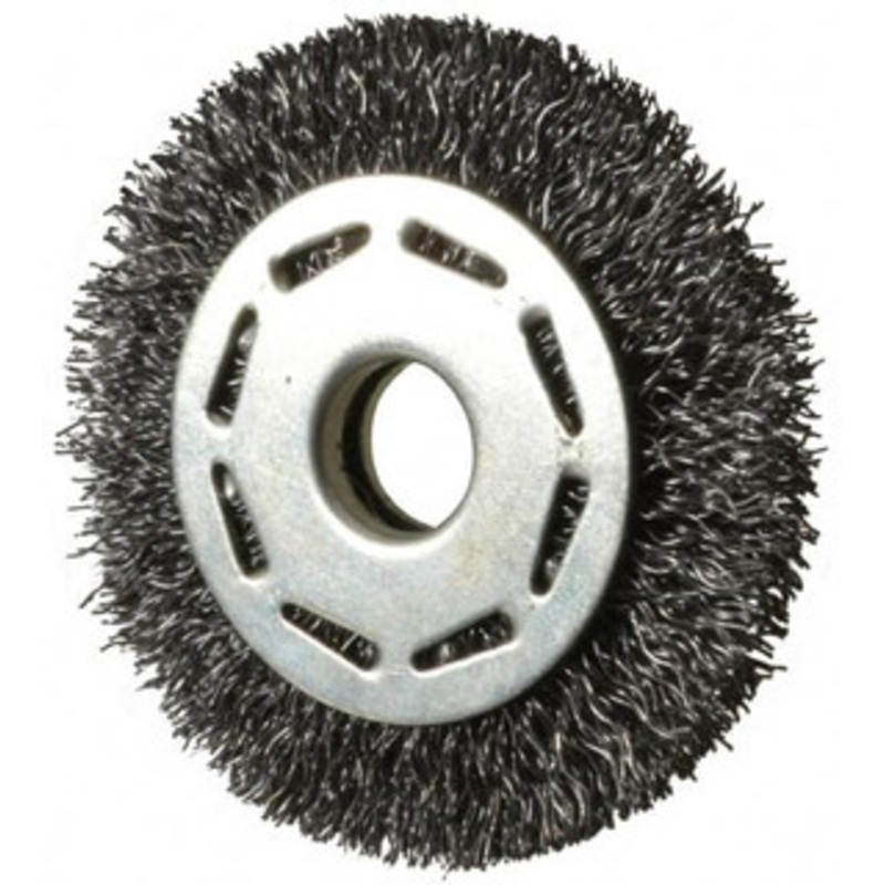 Value Collection 2-1/2 OD, 3/8 Arbor Hole, Crimped Steel Wheel Brush 5/16 Face Width, 1/2 Trim Length, 0.012 Filament Diam, 6,000 RPM S00651794 – 00651794