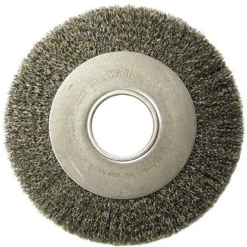 Weiler Abrasives 8 OD, 2 Arbor Hole, Crimped Stainless Steel Wheel Brush 1 Face Width, 1-3/8 Trim Length, 0.0118 Filament Diam, 4,500 RPM 06490 – 75844985