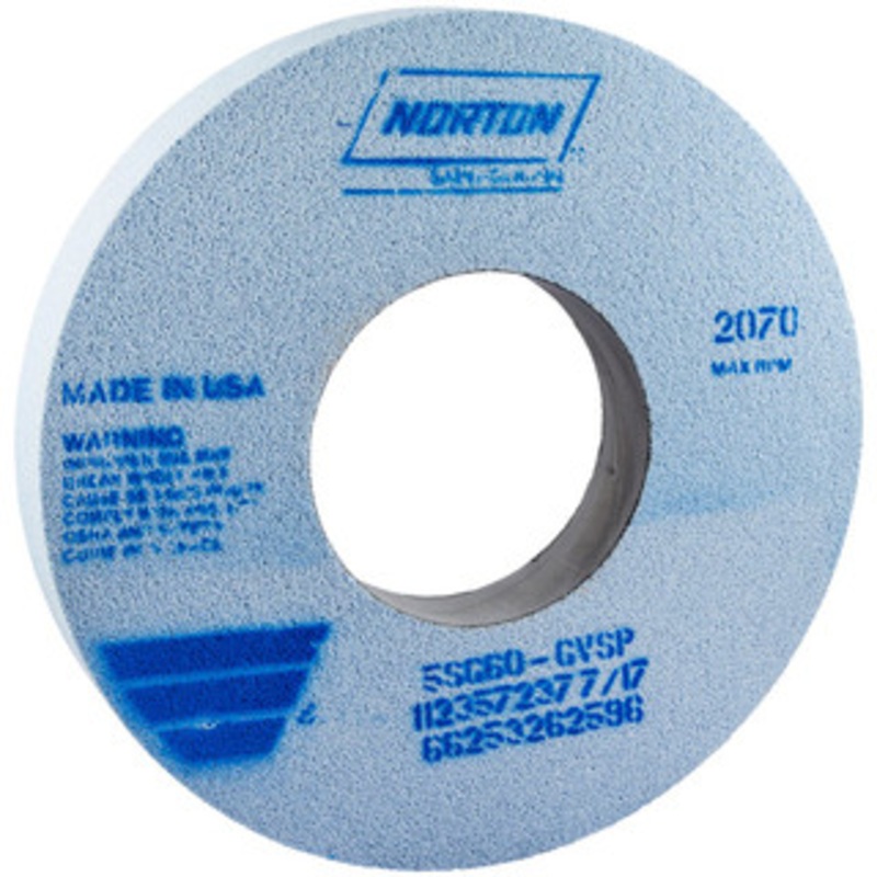 Norton 12 Diam x 5 Hole x 1-1/2 Thick, G Hardness, 46 Grit Surface Grinding Wheel Ceramic, Type 1, Coarse Grade, 2,070 Max RPM, Vitrified Bond, No Recess 66253203453 – 95607396