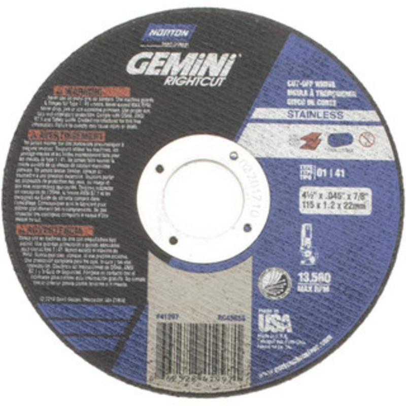 Norton 4-1/2 x 0.045, 7/8 Hole Aluminum Oxide Cutoff Wheel Reinforced, Use with Die Grinders 66252841997 – 58389685