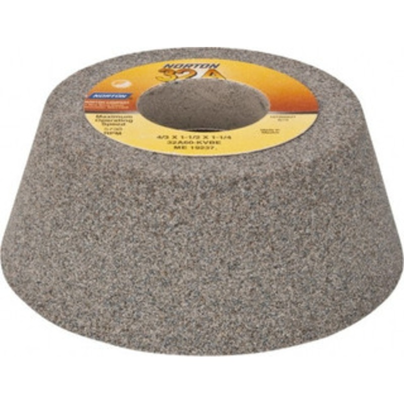 Norton 4 Diam, 1-1/4 Hole Size, 1-1/2 Overall Thickness, 60 Grit, Type 11 Tool & Cutter Grinding Wheel Medium Grade, Aluminum Oxide, K Hardness, Vitrified Bond, 5,730 RPM 66243530361 – 05966692