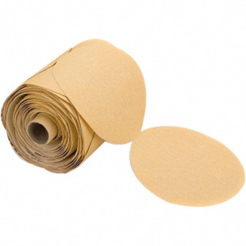 Mirka 5 Diam, 180 Grit Aluminum Oxide Adhesive PSA Disc Gold, C Weighted Backing, Flexible, 12,000 Max RPM, Use with Random Orbital Sanders 23-314-180 – 31436710