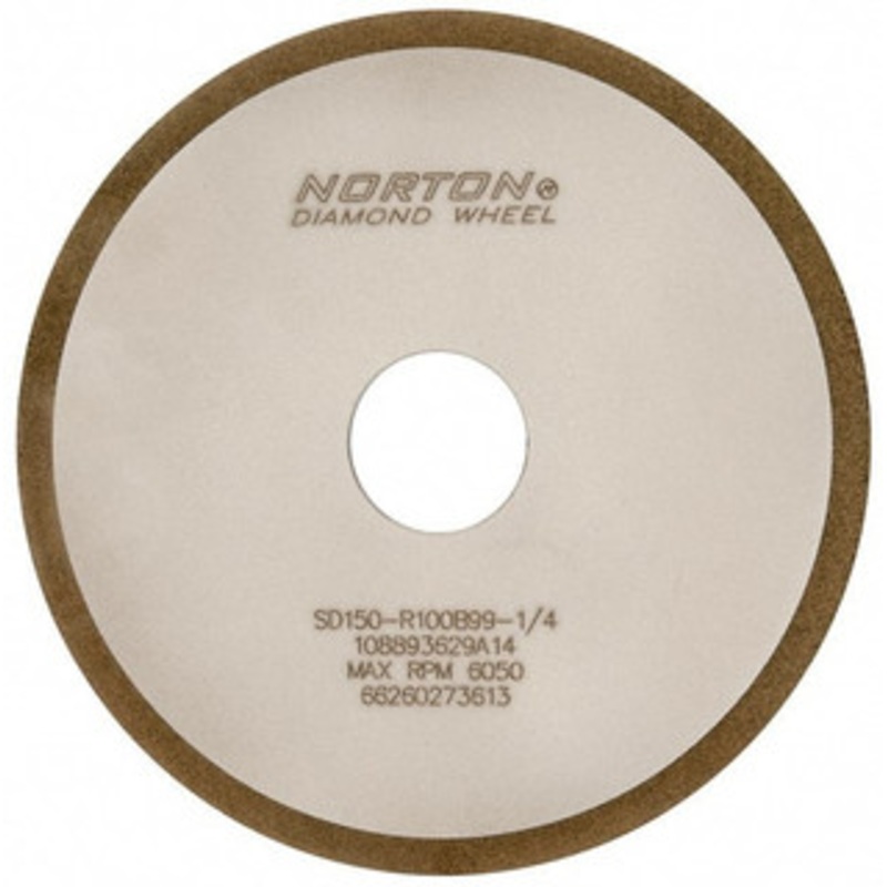 Norton 6 Diam x 1-1/4 Hole x 1/8 Thick, 150 Grit Surface Grinding Wheel Diamond, Type 1A1, Very Fine Grade, Resinoid Bond 66260273613 – 05827423