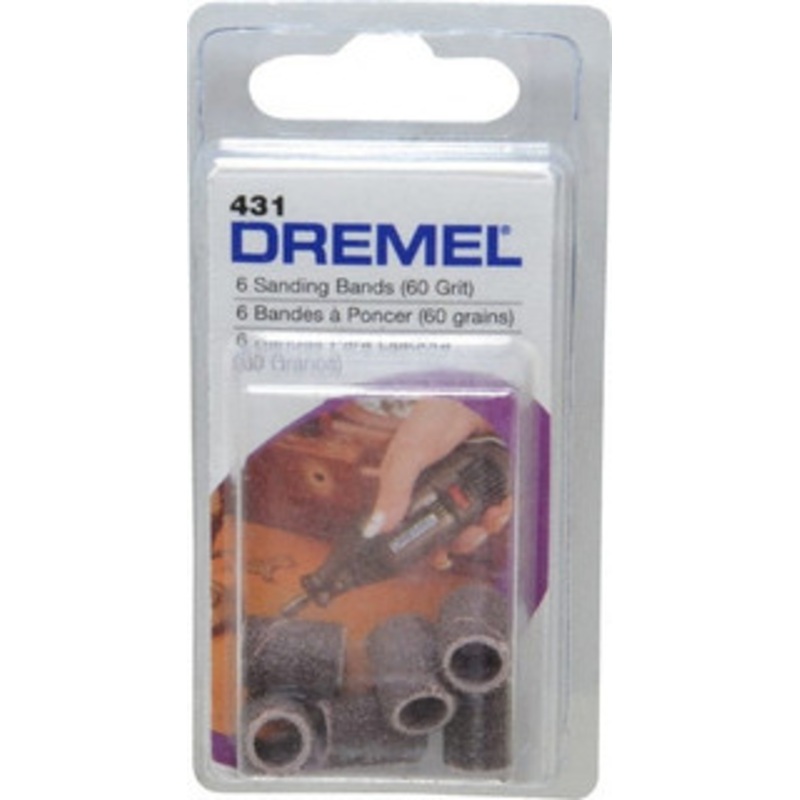 Dremel 60 Grit Aluminum Oxide Coated Spiral Band 1/4 Diam, Medium Grade 431 – 09024654