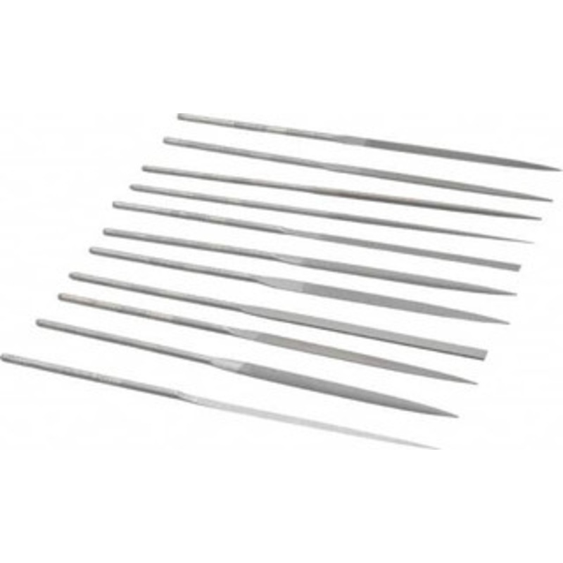 Grobet USA 12 Piece Swiss Pattern File Set 6-1/4 Long, 2 Coarseness, Set Includes Barrette, Crossing, Equalling, Half Round, Knife, Marking, Round, Round Edge Joint, Slitting, Square, Three Square, Warding 31.680 – 60237823