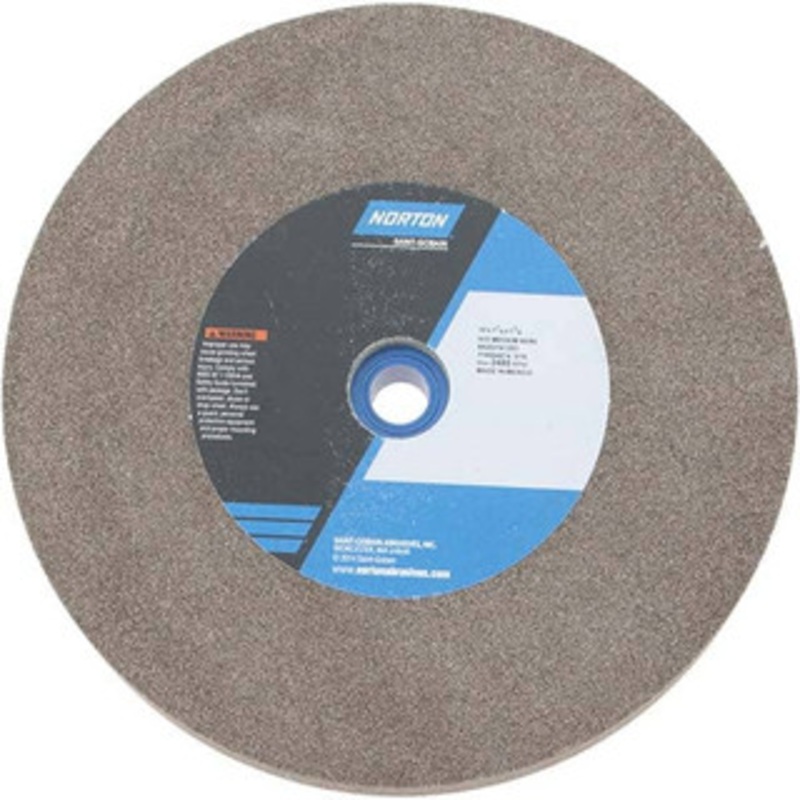 Norton 60/80 Grit Aluminum Oxide Bench & Pedestal Grinding Wheel 10 Diam x 1-1/4 Hole x 1-1/4 Thick, 2485 Max RPM, Medium Grade 66253161251 – 75941518