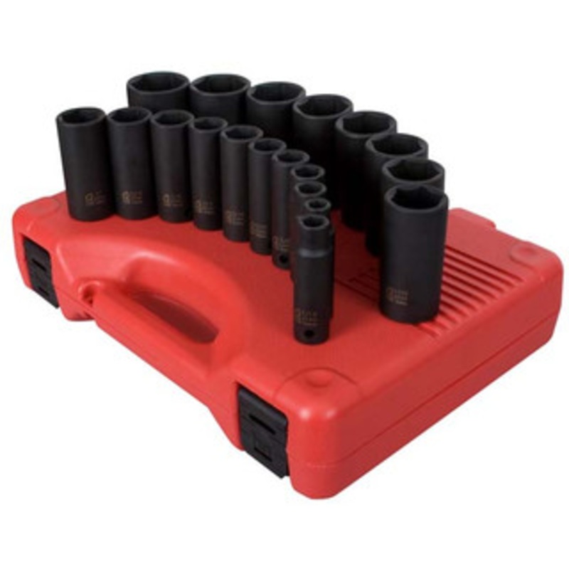 Sunex 19 Piece 1/2 Drive SAE Deep Impact Socket Set 2641 – SU2641