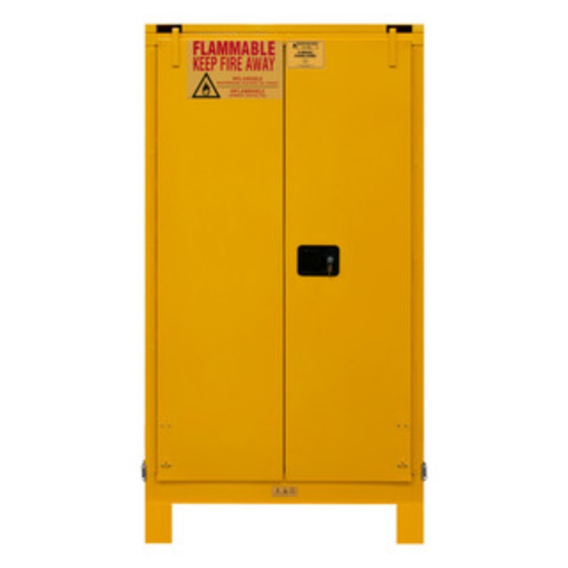 Durham FM Approved 60 Gallon, Self Closing, Yellow Flammable Safety Cabinet with Legs – 1060SL-50