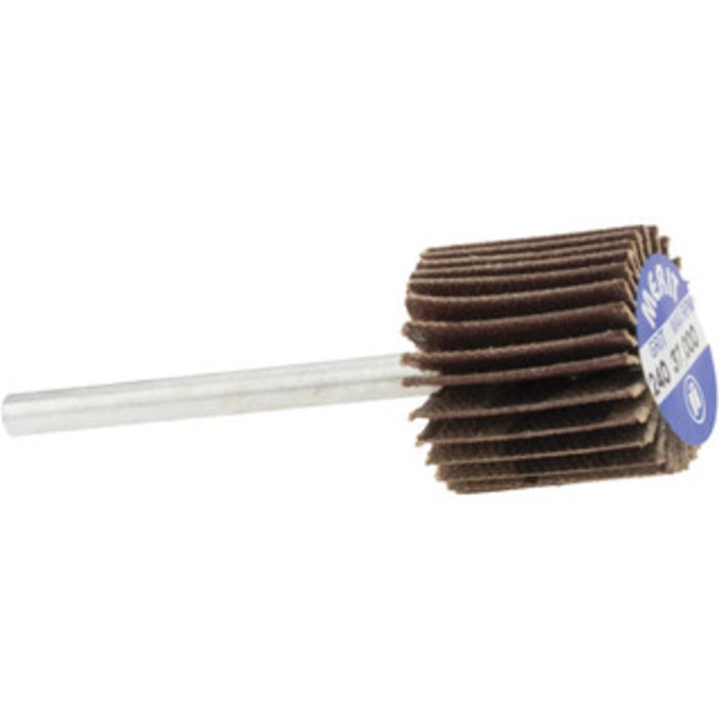 Merit Abrasives 5/8 Diam x 5/8 Face Width, Very Fine Aluminum Oxide Coated Mounted Flap Wheel 1/8 Shank Mount, 240 Grit, Cloth Backing, 37,000 Max RPM 08834137484 – 84400639