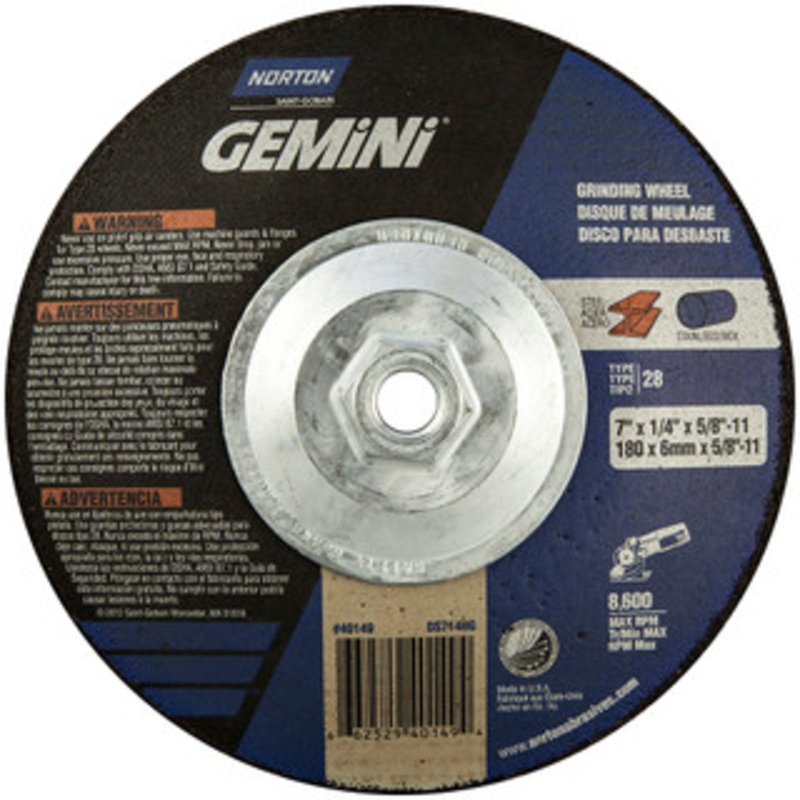 Norton 24 Grit, 7 Wheel Diam, 1/4 Wheel Thickness, Type 28 Depressed Center Wheel Aluminum Oxide, 8,600 Max RPM, Compatible with Angle Grinder 66252940149 – 86566320