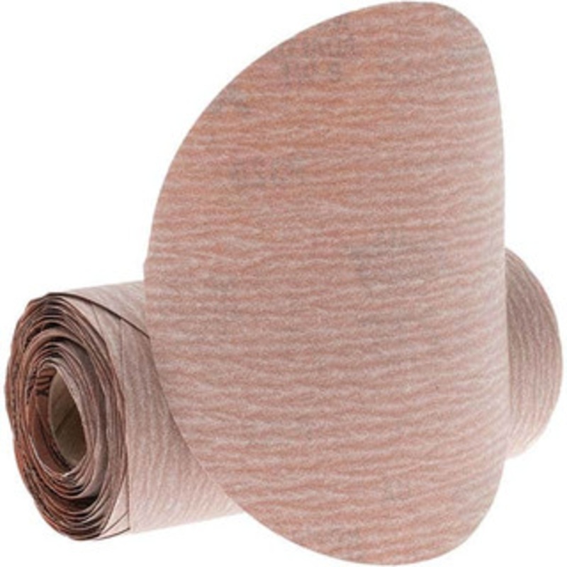 Norton 6 Diam, 320 Grit Aluminum Oxide Adhesive PSA Disc Very Fine Grade, Natural, B Weighted Backing, Flexible 66261131473 – 02939684