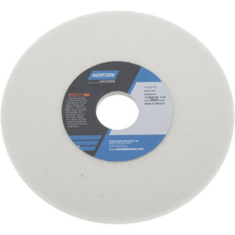 Norton 7 Diam x 1-1/4 Hole x 1/4 Thick, J Hardness, 46 Grit Surface Grinding Wheel Aluminum Oxide, Type 1, Coarse Grade, 3,600 Max RPM, Vitrified Bond, No Recess 66252909755 – 05948724