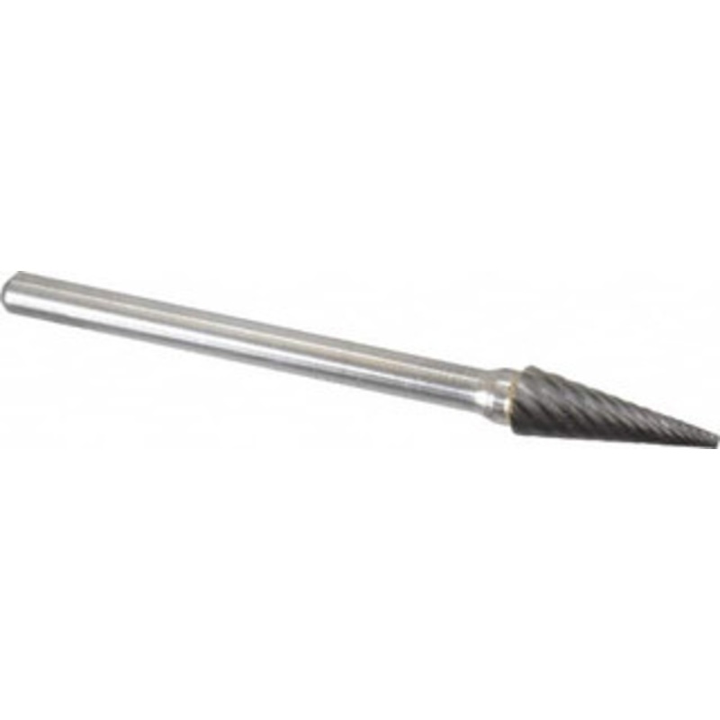 Atrax 3/16 Cut Diam, 1/8 Shank Diam, 16 Carbide Double Cut Cone Burr Point End, 1-1/2 OAL, 1/2 LOC SM-53DC-ATX – 85283760