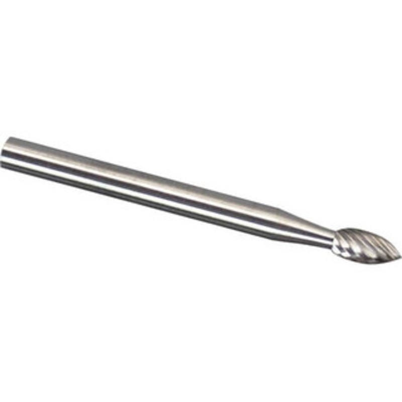 Made in USA 1/4 Cut Diam, 1/4 Shank Diam, Carbide Double Cut Flame Burr Radius End, 2 OAL, 3/8 LOC SH-1DC-CCS2 – 45656493