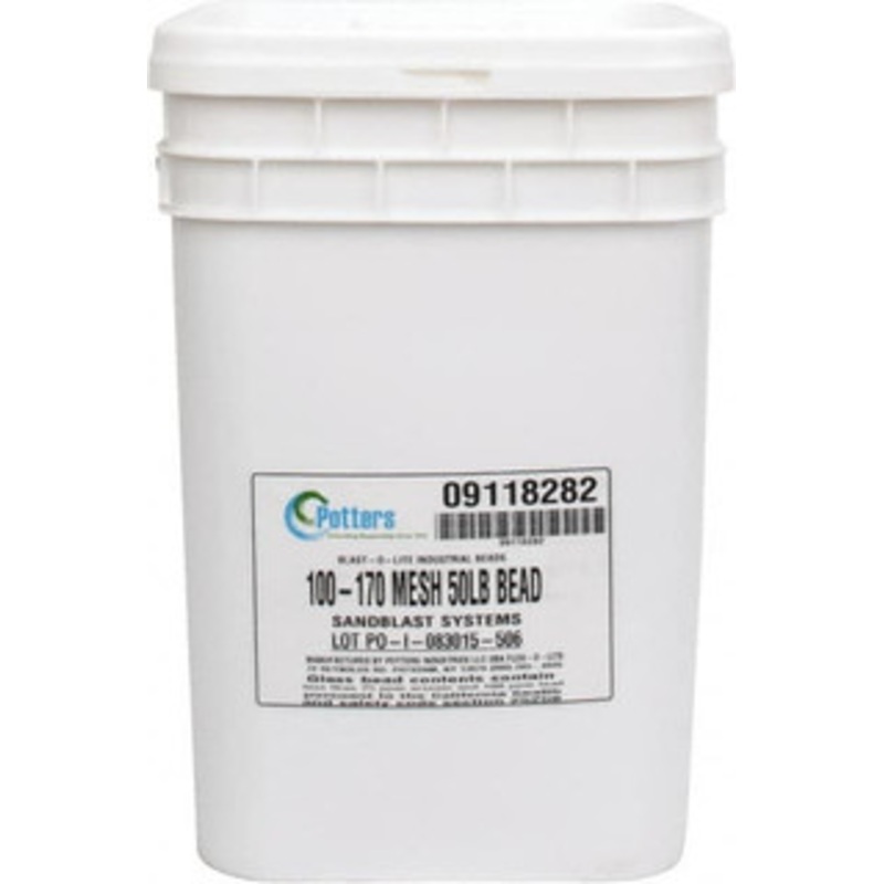 Made in USA Medium/Fine Grade Smooth Glass Bead 100 to 170 Grit, 50 Lb Pail FLEXBOL 100-170 – 09118282