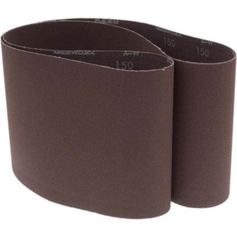 Norton 6 Wide x 48 OAL, 150 Grit, Aluminum Oxide Abrasive Belt Aluminum Oxide, Very Fine, Coated, X Weighted Cloth Backing, Series R228 78072722555 – 05984158