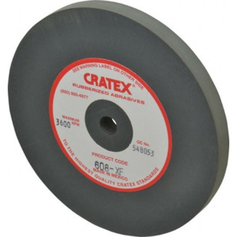 Cratex 6 Diam x 1/2 Hole x 1/2 Thick, Surface Grinding Wheel Silicon Carbide, Extra Fine Grade, 3,600 Max RPM, Rubber Bond, No Recess 608XF – 05086681