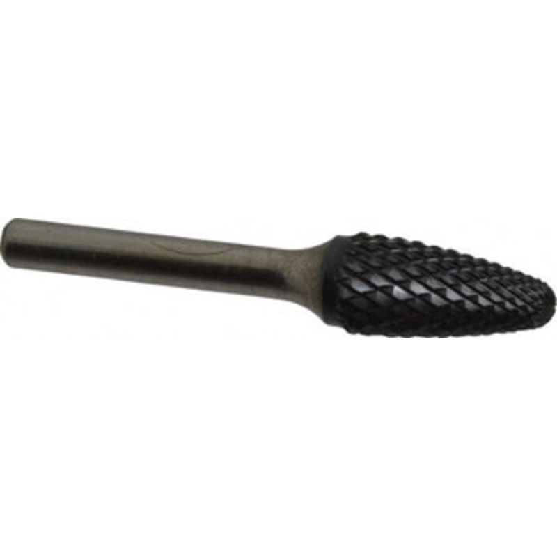 SGSPRO 1/2 Cut Diam, 1/4 Shank Diam, Carbide Double Cut Tree Burr with Radius Radius End, 2-3/4 OAL, 1 LOC, Titanium Aluminum Nitride Finish 10321 – 66741935
