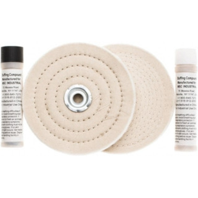 Value Collection 6 Diam Cushion Sewn, Spiral Sewn Buffing Wheel Set 1/2 & 7/8 Arbor Hole 777484362 – 66998436