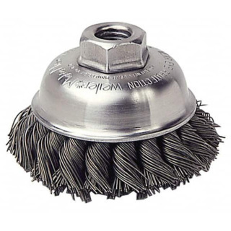Weiler Abrasives 5 Diam 5/8-11 Threaded Arbor Steel Fill Cup Brush Knotted Wire, 0.023 Wire Diam, 1-3/8 Trim, 7,000 Max RPM 94702 – 03598026