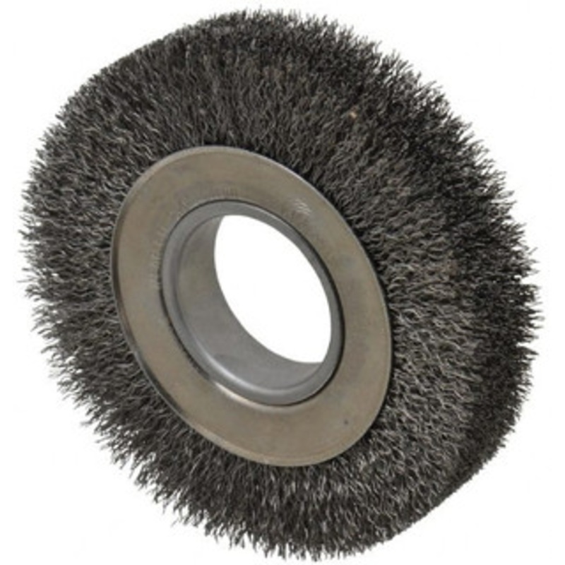 Weiler Abrasives 6 OD, 2 Arbor Hole, Crimped Steel Wheel Brush 1-1/4 Face Width, 1-1/8 Trim Length, 0.014 Filament Diam, 6,000 RPM 03070 – 75843789