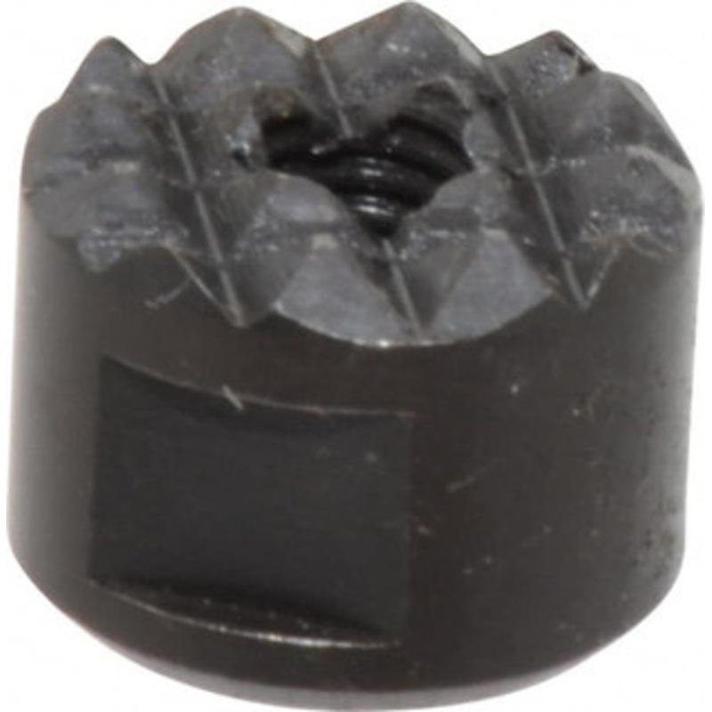 Fairlane 10-32 Thread, 1/2 Diam, 3/8 High, Threaded, Fine Tooth Grade Diamond Serration Tooth Pattern, High Speed Steel, Round Positioning Gripper 3/16 Flat Width, Black Oxide Coated HS-50 – 82555822