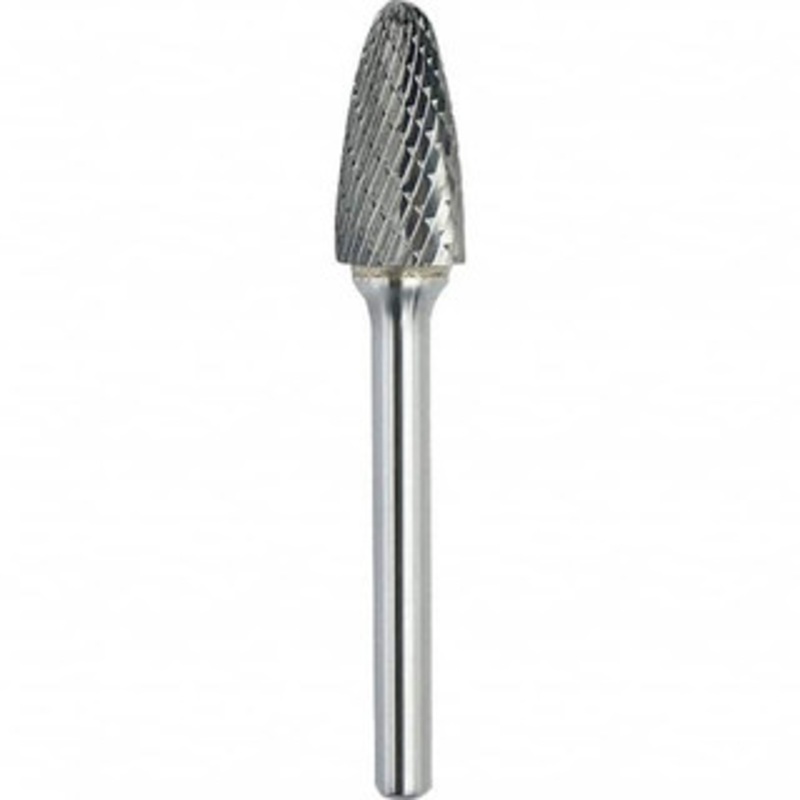 Made in USA 1/2 Cut Diam, 1/4 Shank Diam, Carbide Double Cut Tree Burr with Radius 2-3/4 OAL, 1 LOC SF-5DC – 51915056