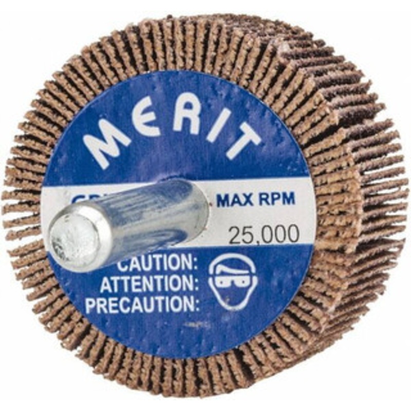 Merit Abrasives 1-1/2 Diam x 3/4 Face Width, Medium Ceramic Alumina Coated Mounted Flap Wheel 1/4 Shank Mount, 80 Grit, 30,000 Max RPM 08834130649 – 84400472