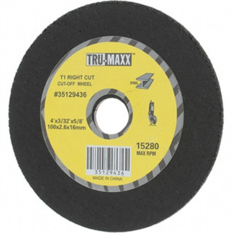 Tru-Maxx 4 x 0.0938, 5/8 Hole, 24 Grit, Aluminum Oxide Cutoff Wheel Medium Grade, Reinforced, 15,280 Max RPM, Use with Portable Tool & Angle Grinders 400105 – 35129436