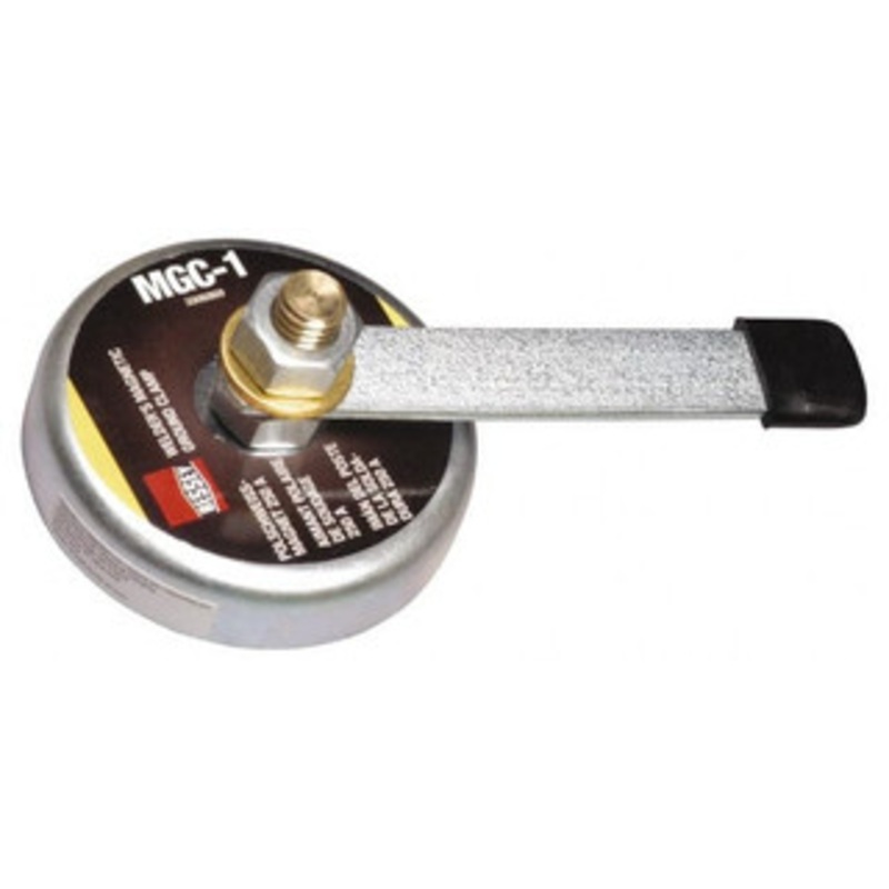 Bessey 250 Amps Grounding Capacity, 3-1/2 Diam, 2 High, 55 Lb Max Pull Force, Magnetic Welding & Fabrication Ground Clamp 55 Lb Average Pull Force, 3-1/2 Long, Round Cup Magnet, Brass Stud MGC-1 – 08304644
