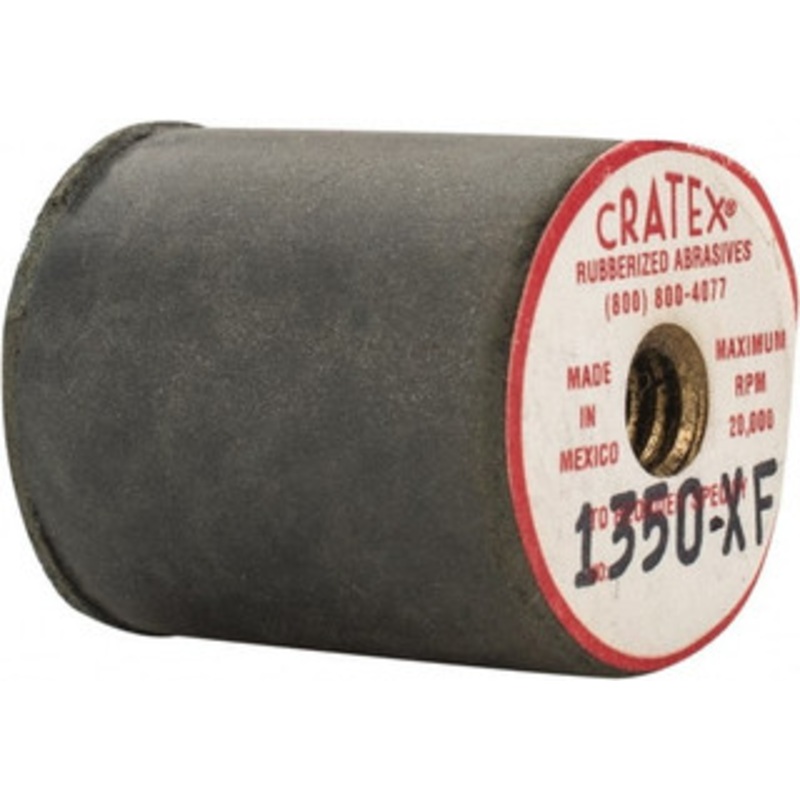 Cratex 7/8 Max Diam x 1 Long, Cylinder, Rubberized Point Very Fine Grade, Silicon Carbide, 1/4 Arbor Hole, Unmounted 1350XF – 00280578