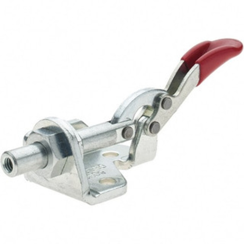 Destaco 150.62 Lb Load Capacity, Flanged Base, Carbon Steel, Standard Straight Line Action Clamp 5 Mounting Holes, 0.19 Mounting Hole Diam, 0.28 Plunger Diam, Thumb Handle 6001 – 42647909