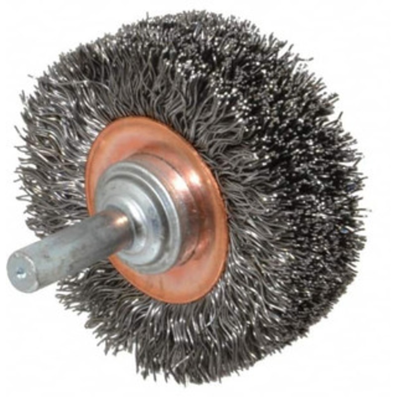 Weiler Abrasives 2 OD, 1/4 Shank Diam, Crimped Steel Wheel Brush 3/4 Face Width, 7/16 Trim Length, 0.0118 Filament Diam, 20,000 RPM 17619 – 75849935