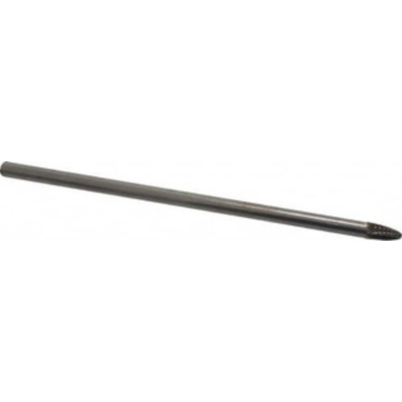 Atrax 1/4 Cut Diam, 1/4 Shank Diam, Carbide Single Cut Tree Burr Radius End, 6-3/4 OAL, 1/2 LOC SF-1L6SC – 00455212